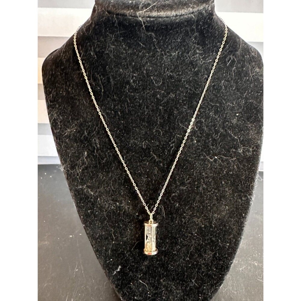 Tiny Silver Hourglass Pendant Necklace Fashion Jewelry Minimalist Style